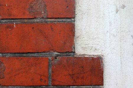 Old brick wall. Texture of old weathered brick wall panoramic background.