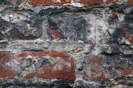 Old brick wall. Texture of old weathered brick wall panoramic background.