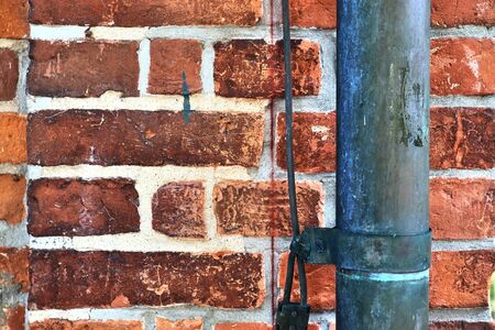 Old brick wall. Texture of old weathered brick wall panoramic background.
