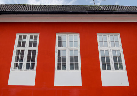 Beautiful old architecture of facades found in the small german town Flensburgのeditorial素材