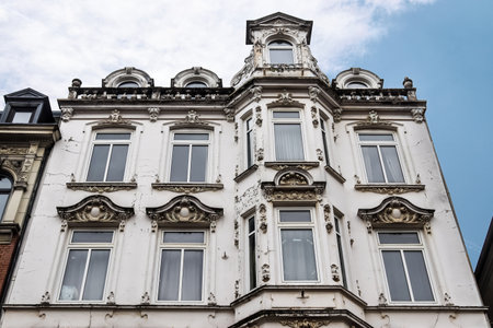 Beautiful old architecture of facades found in the small german town Flensburgのeditorial素材