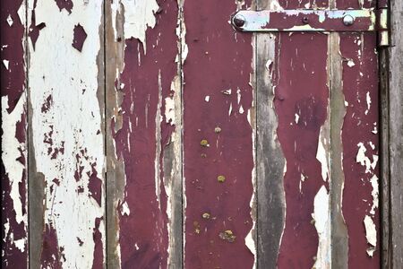 Detailed and colorful close up at cracked and peeling paint on concrete wall textures in high resolution.の写真素材