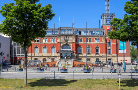 Kiel / Germany - June 23, 2020: Main railway station in the city center of Kiel.のeditorial素材