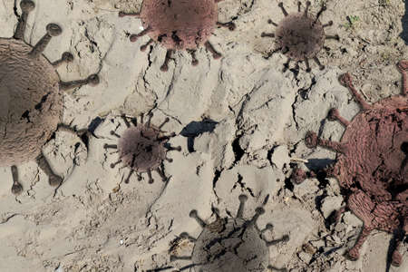 Old stone and rock textures with some virus fossil virus visualization.