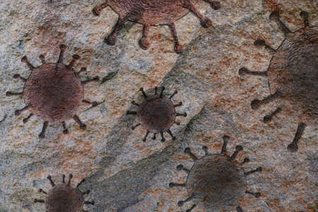 Old stone and rock textures with some virus fossil virus visualization.