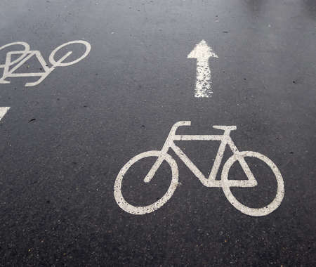 Painted bicycle signs on asphalt found in the streets of Germany