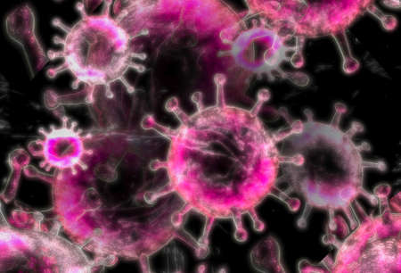 3D-Illustration of colorful isolated corona virus as light painting