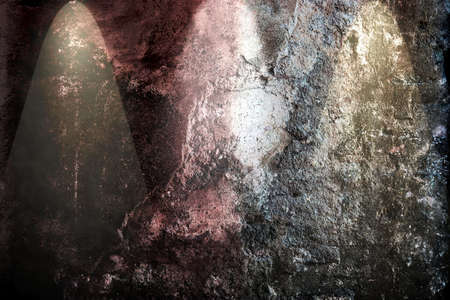 Close up view on concrete wall textures with three spotlights in high resolutionの写真素材