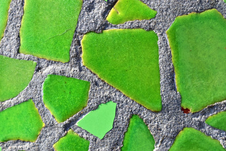 Detailed close up texture on structured floor tiles on a groundの写真素材