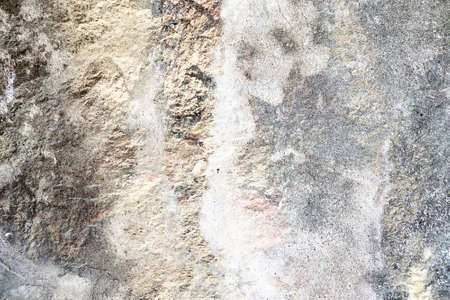 Detailed close up view of aged and weathered concrete walls with cracks and paint in high resolution