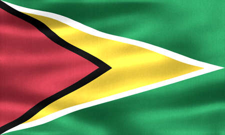 Guyana flag - realistic waving fabric flagの写真素材