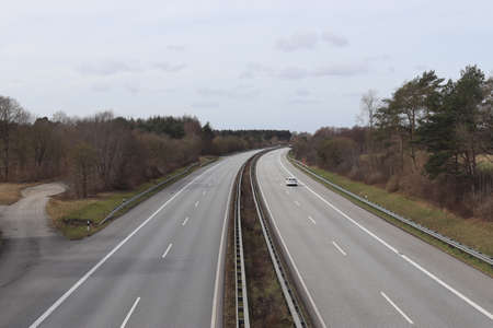 Perspective view on a european highway on a sunny day.の写真素材
