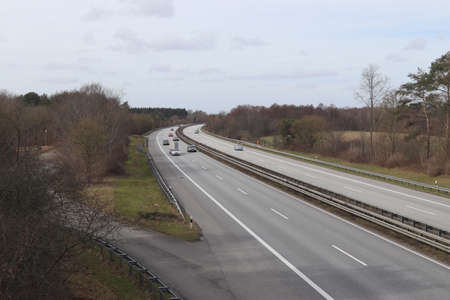Perspective view on a european highway on a sunny day.