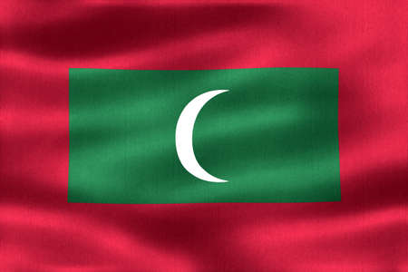 Maldives flag - realistic waving fabric flagの写真素材