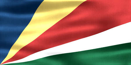 Seychelles flag - realistic waving fabric flagの写真素材