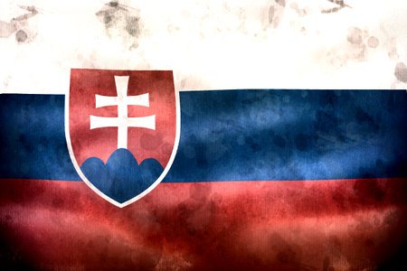 3D-Illustration of a Slovakia flag - realistic waving fabric flag.の写真素材