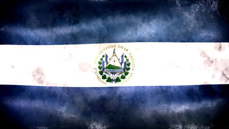 3D-Illustration of a El Salvador flag - realistic waving fabric flag.の写真素材