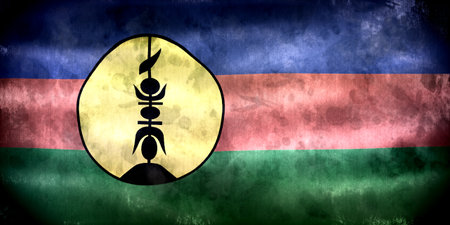 New Caledonia flag - realistic waving fabric flagの写真素材
