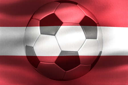 Austria flag with a soccer ball moving in the windの写真素材