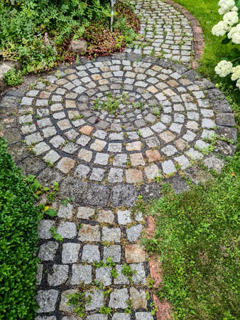 Detailed close up in an old garden in northern europeの写真素材