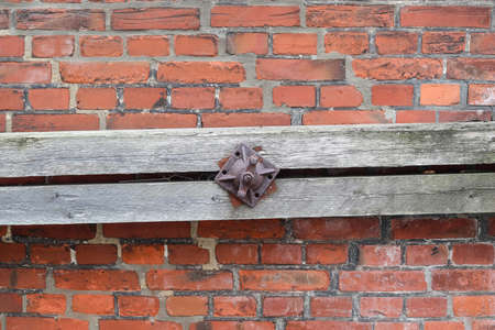 Old red rick wall. Texture of old weathered brick wall panoramic background.の写真素材
