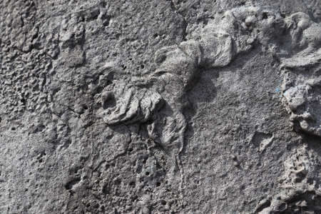 Detailed close up view on aged concrete walls with cracks and lots of structured detailsの写真素材
