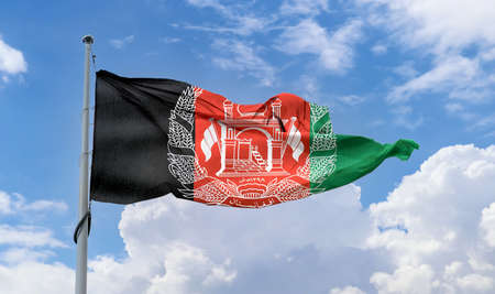 Afghanistan flag - realistic waving fabric flagの写真素材
