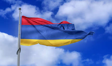 Armenia flag - realistic waving fabric flagの写真素材