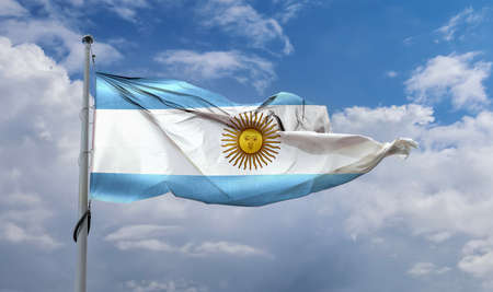 Argentina flag - realistic waving fabric flag