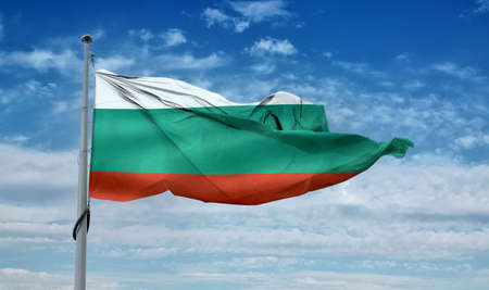 Bulgaria flag - realistic waving fabric flagの写真素材