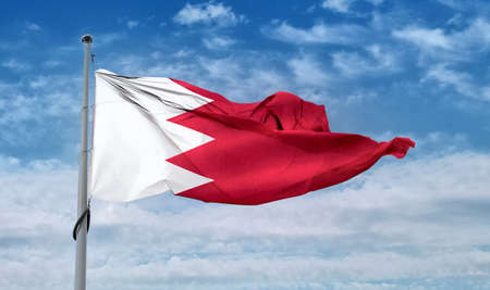 Bahrain flag - realistic waving fabric flagの写真素材