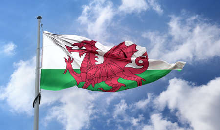 Wales flag - realistic waving fabric flagの写真素材