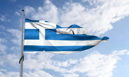Greece flag - realistic waving fabric flag