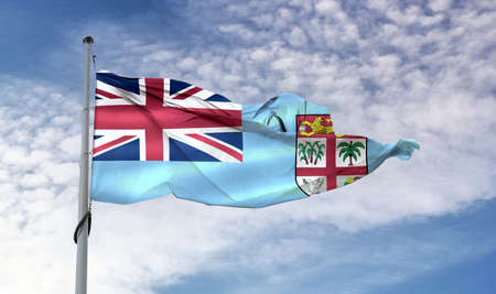 Fiji flag - realistic waving fabric flagの写真素材