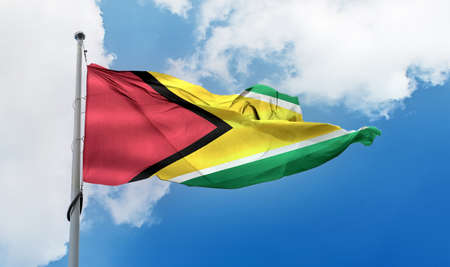 Guyana flag - realistic waving fabric flagの写真素材