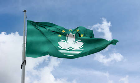 Macao flag - realistic waving fabric flagの写真素材