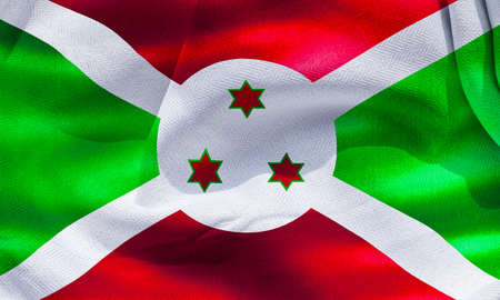 Burundi flag - realistic waving fabric flagの写真素材