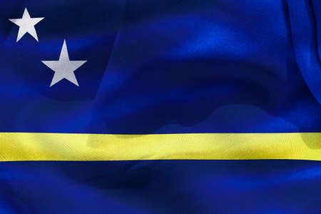 Curacao flag - realistic waving fabric flagの写真素材
