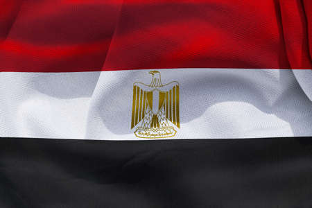 Egypt flag - realistic waving fabric flagの写真素材
