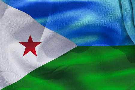 Djibouti flag - realistic waving fabric flagの写真素材