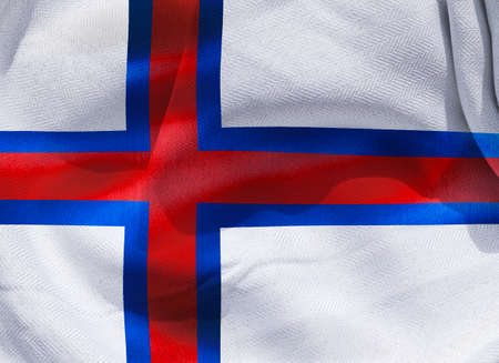 Faroe Islands flag - realistic waving fabric flagの写真素材