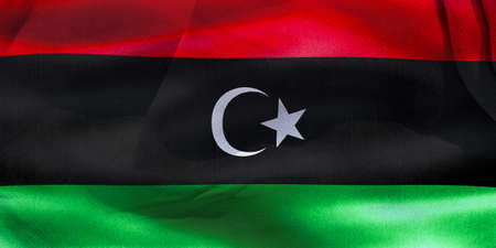 Libya flag - realistic waving fabric flagの写真素材