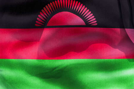 Malawi flag - realistic waving fabric flagの写真素材