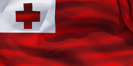 3D-Illustration of a Tonga flag - realistic waving fabric flag.の写真素材