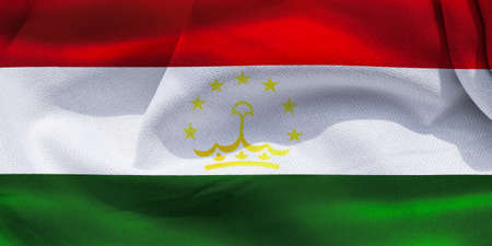 3D-Illustration of a Tajikistan flag - realistic waving fabric flag.の写真素材