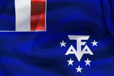 3D-Illustration of a French Southern Territories flag - realistic waving fabric flag.の写真素材