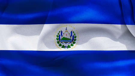 3D-Illustration of a El Salvador flag - realistic waving fabric flag.の写真素材