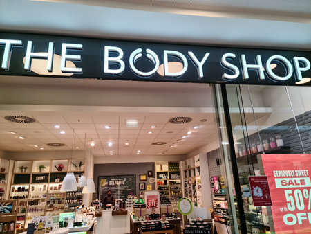 The entrance area of a cosmetics shop of the company The Body Shopのeditorial素材