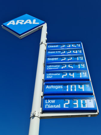 fuel prices of ARAL in Germany. Aral is a brand of automobile fuels and petrol stations.