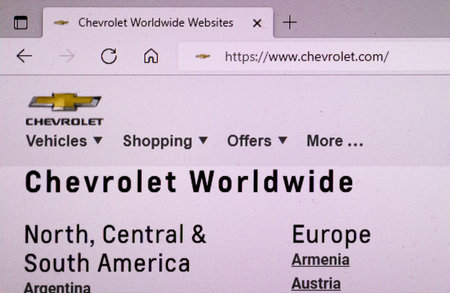 Hamburg, Germany - 06. May 2022: Close up of the homepage website of the car company Chevrolet on an...